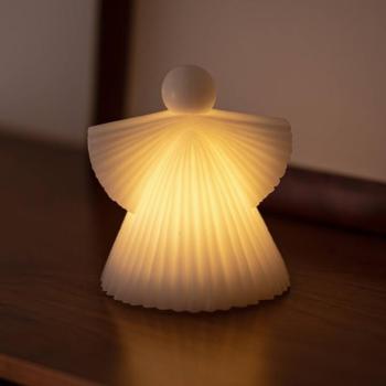 LED deco figura Asta angyal fehér viaszból 12,5 cm kép