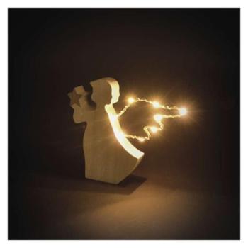 LED dekoráció, fa -angyal, 13 cm, 2x AAA, beltéri, meleg fehér, időzítő, IP20, EMOS, DCWW43 kép