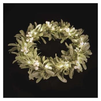 LED dekoráció - fagyöngy koszorú, 3x AA, meleg fehér, időzítő, IP20, EMOS, DCTW28 kép