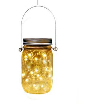 LED dekoráció , kültéri , napelemes , befőttes üveg , 21 cm , meleg fehér , IP44 kép