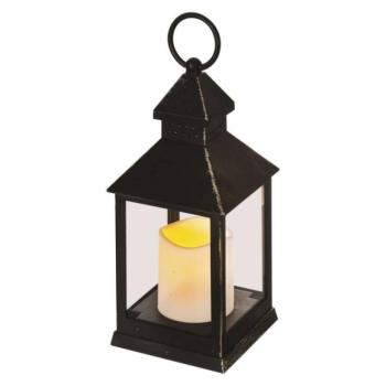 LED dekoráció – lámpa, antik, fekete, villogó, 3x AAA, beltéri, vintage, időzítő kép