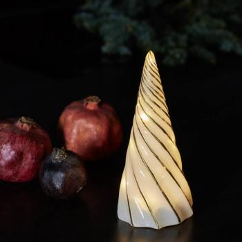 LED dekorációs figura Vilma, fehér/arany, magasság 19 cm, üveg, elem kép