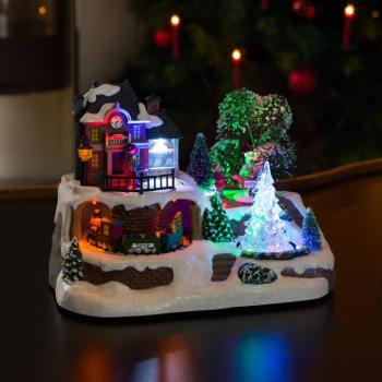 LED dekoratív fényállomás kristály karácsonyfával kép