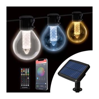 LED Dimmelhető napelemes fényfüzér 15xLED/1,5W/3,7/5V 2200 mAh 9 m IP65 fekete + távirányító 11743 kép