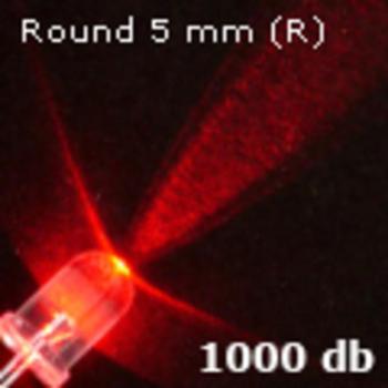 LED Dióda (5 mm - kerek fejű - 25°) Piros