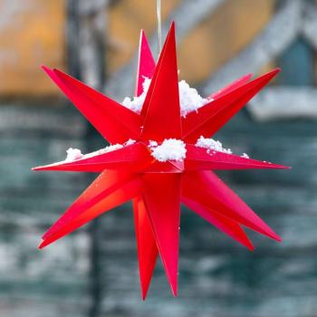 LED díszcsillag, 18 ágú, 3 égős, Ø 25 cm, piros kép