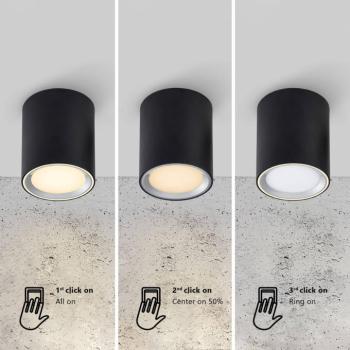 LED downlight Fallon long 3-step-dim fekete/acél kép