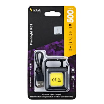 Technik Elemlámpa K01 (akkumulátoros 500mAh) COB LED, USB-C (500 lumen), IP44, újratölthető, MT-K01 kép