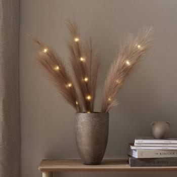 LED-es dekorációs toll „Plumes”, barna, 3 ág, 15 izzós, poliészter kép