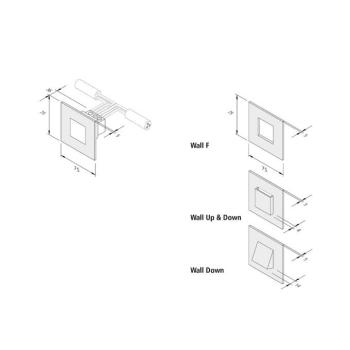 LED-es fali lámpa Wall F, fekete, 7,5 x 7,5 cm, fémlemezből készült kép