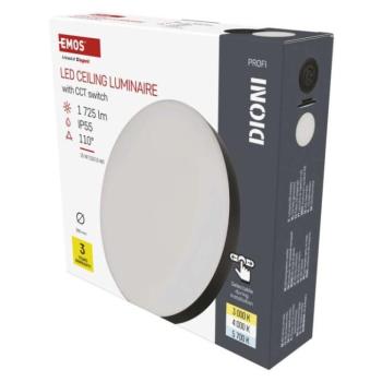 LED-es felületi lámpatest DIONI kerek, fekete, 15W, változtatható CCT-vel kép