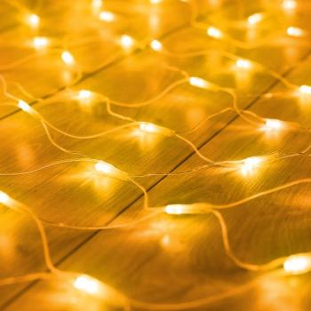 LED-es fényháló – 100 db melegfehér LED-del – 1,5 x 1,5 m – 230V – távirányítós kép