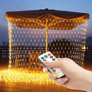 LED-es fényháló – 190 db melegfehér LED-del – 3 x 2 m – 230V – távirányítós kép