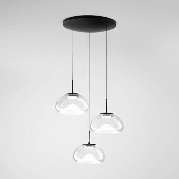 LED-es függőlámpa Brena, 3-lámpás, kerek, átlátszó, CCT