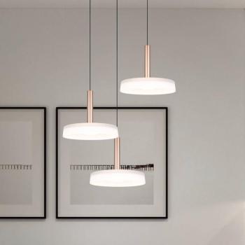 LED-es függőlámpa Celeste, fehér/barna, Ø 35 cm 3-lámpás üveg dim kép
