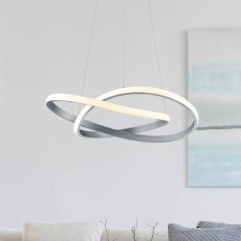 LED-es függőlámpa Course, matt nikkel, 3000 K, Ø 60 cm, fém