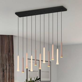 LED-es függőlámpa Fiato, 11-light, hosszú, fém, taupe, kávés színű kép