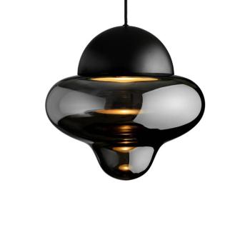 LED lógó világítás Nutty XL, füstszürke / fekete, Ø 30 cm kép