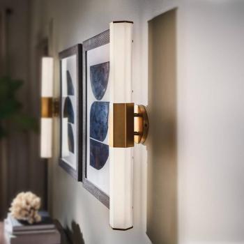 LED-es fürdőszoba fali lámpa Facet Dual, sárgaréz, 2-lámpás, szélesség 66 cm kép