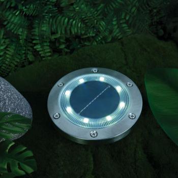 LED-es leszúrható / fali szolár lámpa - kör alakú - SMD LED - hidegfehér - 12 cm kép