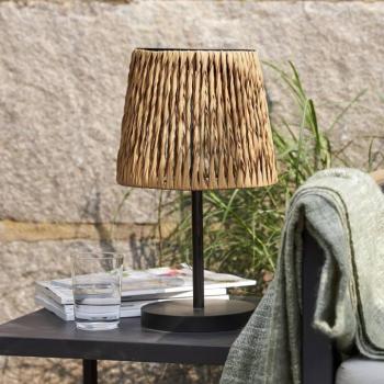 LED-es napelemes asztali lámpa Cesta 48cm barna/fekete műanyag/fém kép