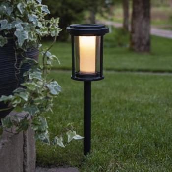 LED-es napelemes földi tüskés lámpa Alippa, fekete, magasság 44 cm fém kép