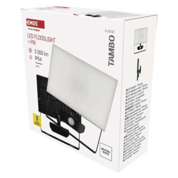 LED-es reflektor TAMBO mozgásérzékelővel, 50 W, 5000 lm, fekete kép