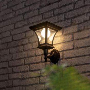 LED-es szolár lámpa - fali - 21 x 21 cm - 8 LED - fekete - melegfehér kép