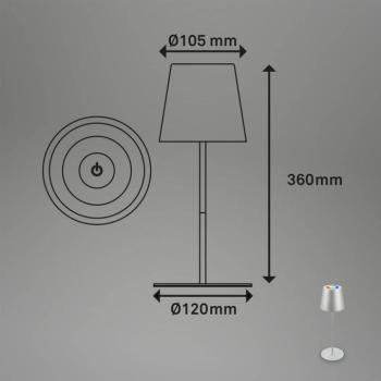 LED-es újratölthető asztali lámpa 7507015 króm matt RGBW IP44 érintéses kép