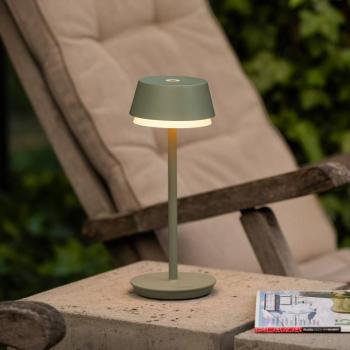 LED-es újratölthető asztali lámpa Lyon, zöld/szürke, IP54, kép