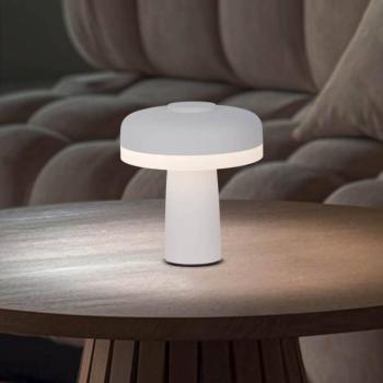LED-es újratölthető asztali lámpa Pilu, fehér, magasság 16,5 cm fém kép