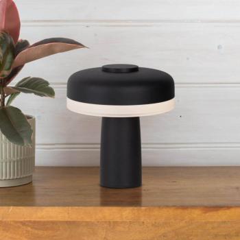 LED-es újratölthető asztali lámpa Pilu fekete magasság 16.5cm fém touchdim kép