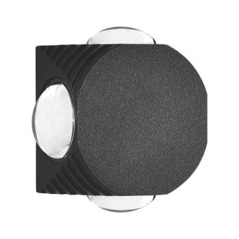LED fali lámpa 4 irányú világítás kerek IP54, 4w, 3000K, meleg fehér, 390lm, 60°, fekete, CRI>80, V-TAC, 10588 kép