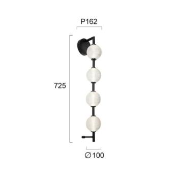 LED fali lámpa Abeona, magasság 72 cm, fekete, fém, 4 izzós. kép