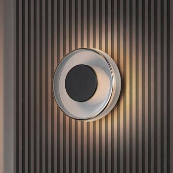 LED fali lámpa Celeste, fekete/króm, Ø 22 cm üveg, fényerőszabályzó kép