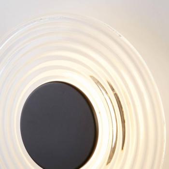 LED fali lámpa Cleo, átlátszó/matt fekete, Ø 30 cm, üveg kép