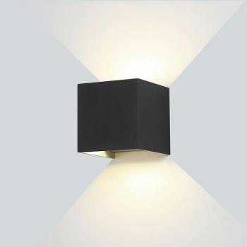 LED fali lámpa fekete négyzet alakú, 12W, 3000K, meleg fehér, 1320 lm, IP54, Optonica, 7458 kép