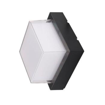 LED fali lámpa fekete, négyzet alakútel, 12W, 4200K, természetes fehér, 850 lm, IP65, Optonica, 7535 kép