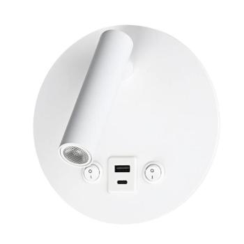 LED fali lámpa 8w ki/be kapcsolóval + usb fehér, 2700K, meleg fehér, 700 lm, Optonica, 7587 kép