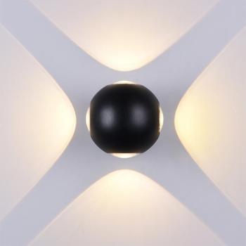 LED fali lámpa kerek, 4 diódával, feketetel, 4W, 3000K, meleg fehér, 440 lm, IP54, Optonica, 7488 kép