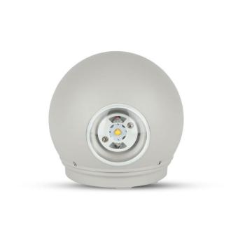 LED fali lámpa kétirányú kerek IP65, 4w, 4000K, természetes fehér, 476lm, 90°, szürke, CRI>80, V-TAC, 218306 kép