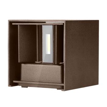 LED fali lámpa kétirányú négyzet alakú Bridgelux, 11w, 3000K, meleg fehér, 1360lm, 120°, corten, CRI>80, IP65, V-TAC, 6820 kép
