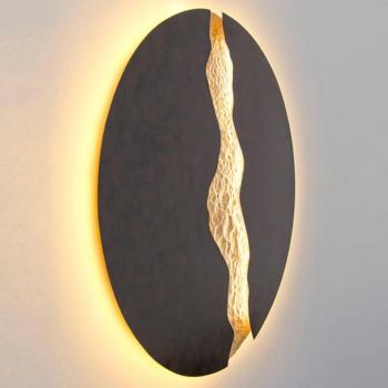 LAVA LED fali lámpa, fekete/arany, Ø 80 cm, fém, dimmelhető kép