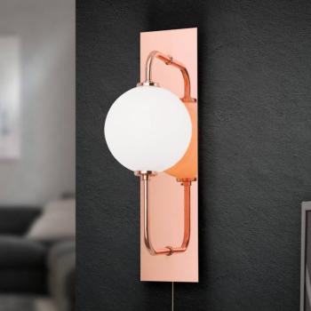 LED fali lámpa Pipes üveggolyóval, réz kép