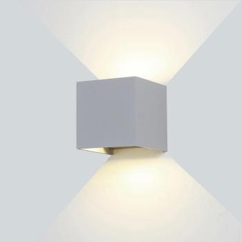 LED fali lámpa szürke négyzet alakú, 12W, 3000K, meleg fehér, 1320 lm, IP54, Optonica, 7459 kép