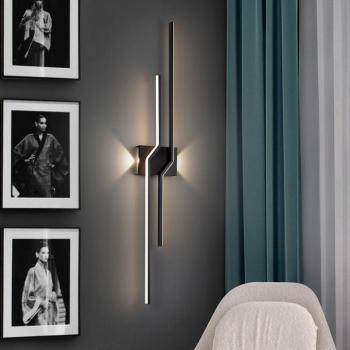 LED fali lámpa Zig Zag, magasság 100 cm, fekete, fém, 4 izzós. kép