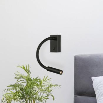 LED fali olvasólámpa Cio, kapcsoló, hajlékony kar, 930, fekete kép