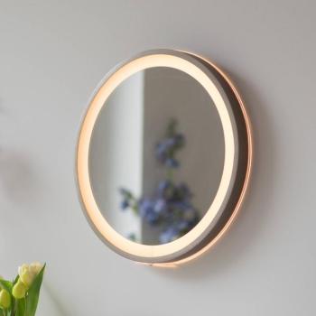 LED fali tükör VIDRO, bronz, Ø 36 cm, powerbank, kapcsoló kép