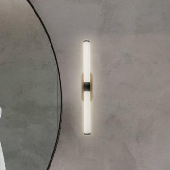 LED fali világítás Runt, fekete/fa 3000 K IP44 Hosszúság 40 cm kép
