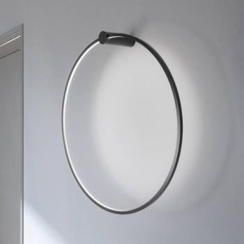 LED fali világítás Saturno, fekete, Ø 80 cm, fém, 4000 K kép